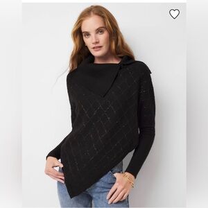 White House Black Market Elegant Black Poncho Sweater